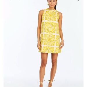 Sunny Yellow Patterned Mini Dress